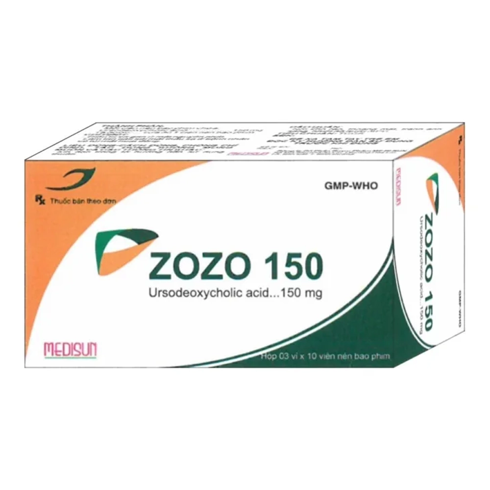 Zozo 150 (Ursodeoxycholic acid 150mg) Medisun 3 vỉ x 10 viên