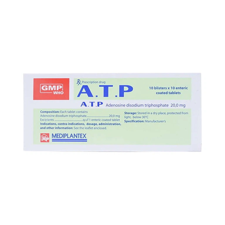 Thuốc A.T.P 20mg Mediplantex điều trị suy tim, hoạt động cơ kém, bệnh lý dạ dày (10 vỉ x 10 viên)