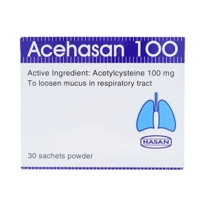 Thuốc bột Acehasan 100 Hasan làm loãng đờm trong các bệnh phế quản - phổi cấp và mãn tính (30 gói)