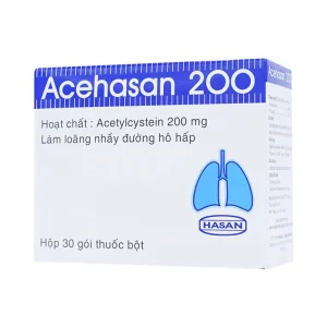 Thuốc Acehasan 200 làm loãng đờm trong các bệnh phế quản - phổi cấp và mãn tính (30 gói)