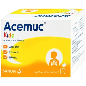 Thuốc cốm Acemuc Kids 100mg Sanofi long đàm, tiêu nhầy, giảm ho (30 gói x 0.5g)