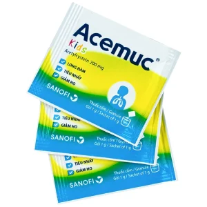 Thuốc cốm Acemuc Kids 200mg Sanofi long đàm, tiêu nhầy, giảm ho (30 gói x 1g)