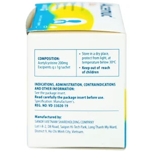 Thuốc cốm Acemuc Kids 200mg Sanofi long đàm, tiêu nhầy, giảm ho (30 gói x 1g)