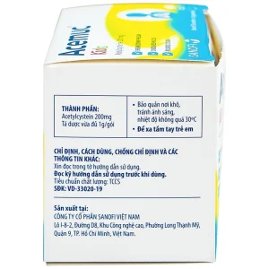 Thuốc cốm Acemuc Kids 200mg Sanofi long đàm, tiêu nhầy, giảm ho (30 gói x 1g)