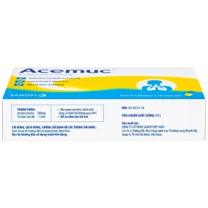 Thuốc Acemuc 200mg Sanofi long đàm, tiêu nhầy, giảm ho (3 vỉ x 10 viên)