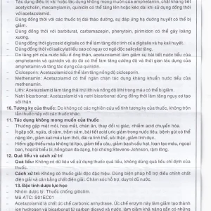 Thuốc Acetazolamid 250mg Pharmedic điều trị glôcôm và động kinh nhẹ (10 vỉ x 10 viên)
