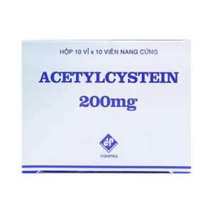 Thuốc Acetylcystein 200mg Vidipha tiêu nhầy trong bệnh viêm phế quản, bệnh nhầy nhớt (10 vỉ x 10 viên)