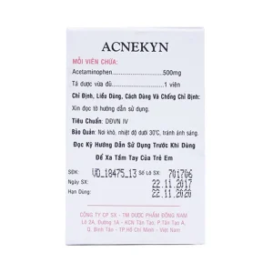 Thuốc Acnekyn 500mg Đông Nam điều trị các chứng đau và sốt từ nhẹ đến vừ (10 vỉ x 10 viên)