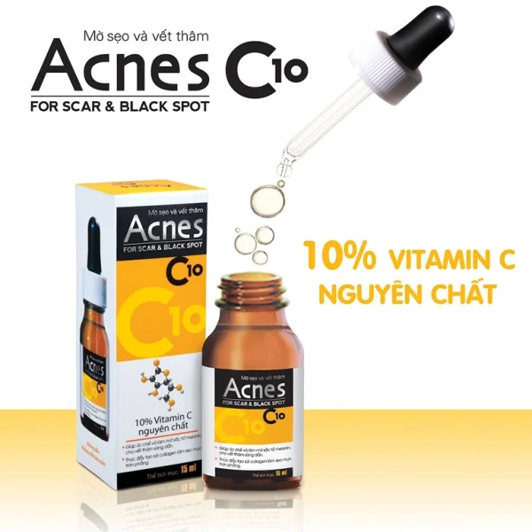 Dung dịch Acnes C10 Rohto mờ sẹo, thâm, hỗ trợ giảm nám, tàn nhang (15ml)