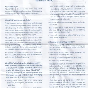 Thuốc Adagrin 50mg điều trị rối loạn cương dương (1 vỉ x 3 viên)