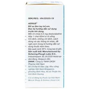 Siro Aerius MSD giảm nhanh các triệu chứng viêm mũi dị ứng, mày đay (60ml)