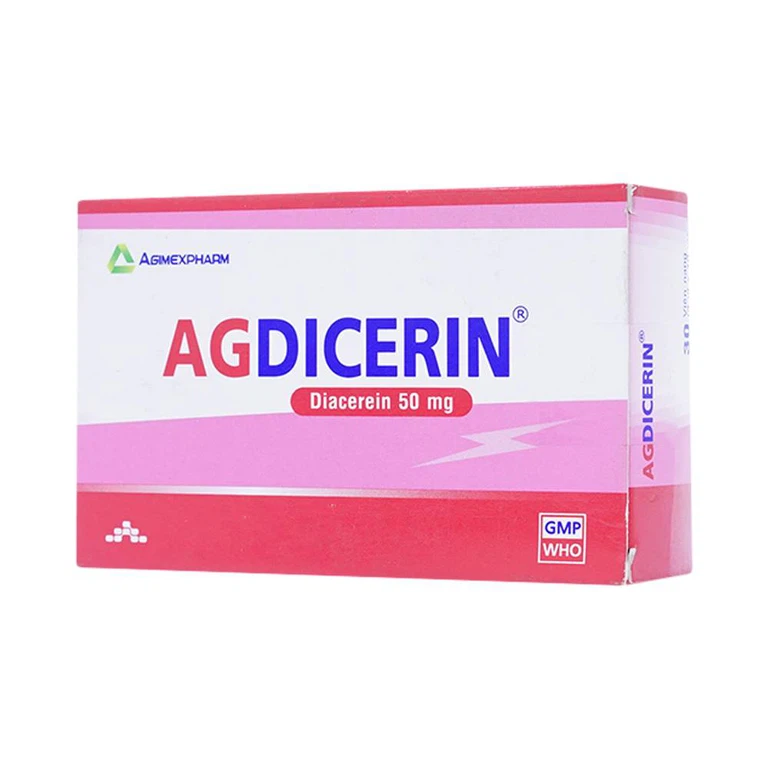 Thuốc Agdicerin 50mg Agimexpharm điều trị triệu chứng các bệnh thoái hóa khớp hông, gối (3 vỉ x 10 viên)