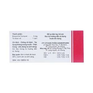 Thuốc Agicardi 5mg Agimexpharm điều trị tăng huyết áp, đau thắt ngực (3 vỉ x 10 viên)
