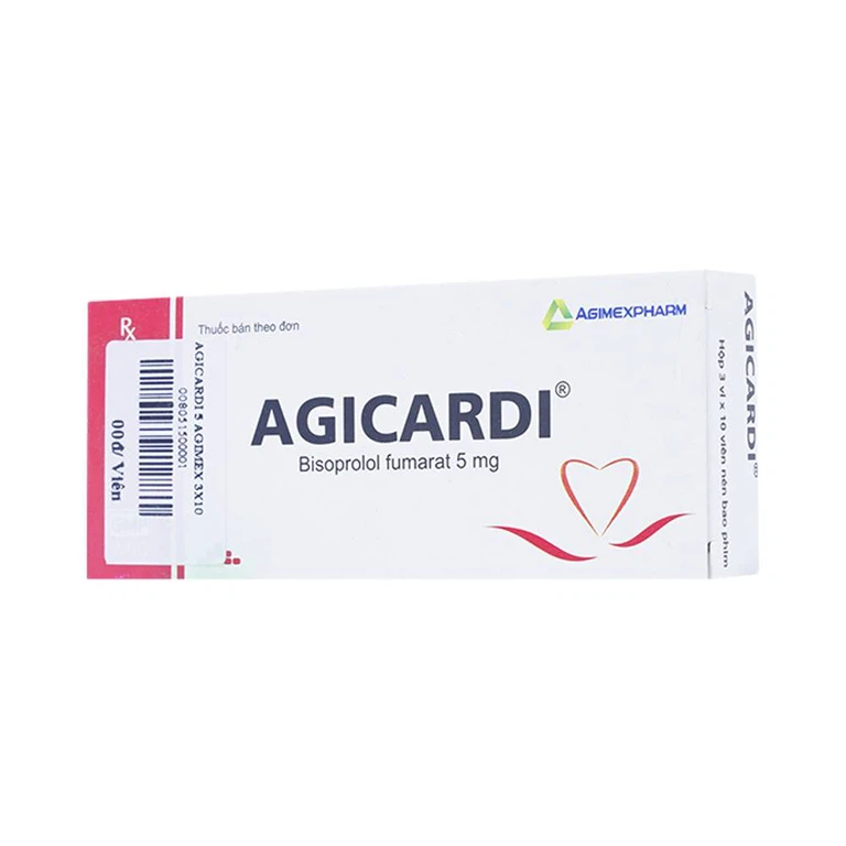 Thuốc Agicardi 5mg Agimexpharm điều trị tăng huyết áp, đau thắt ngực (3 vỉ x 10 viên)