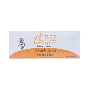 Viên nhai Air-X hương cam chống đầy hơi và chướng bụng (10 vỉ x 10 viên)