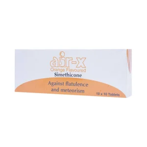 Viên nhai Air-X hương cam chống đầy hơi và chướng bụng (10 vỉ x 10 viên)