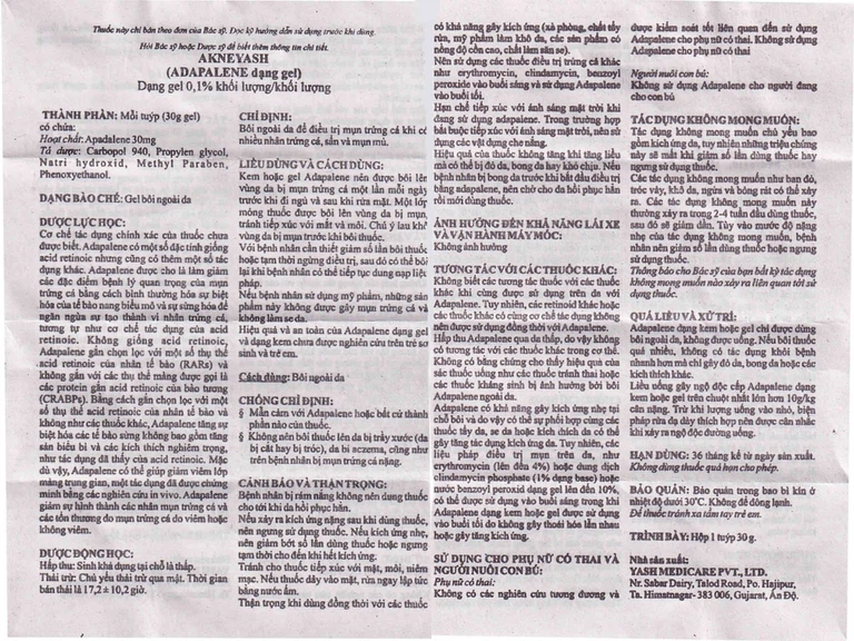 Gel bôi ngoài da Akneyash điều trị mụn trứng cá, mụn mủ (30g)