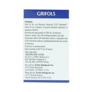Dịch truyền Albutein 20% Grifols điều trị sốc giảm thể tích (50ml)