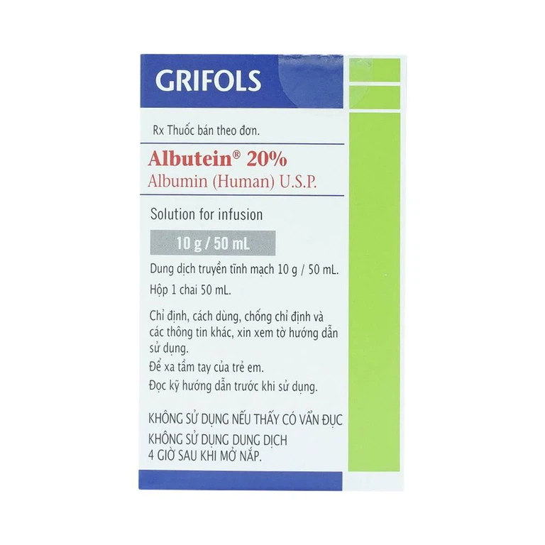 Dịch truyền Albutein 20% Grifols điều trị sốc giảm thể tích (50ml)