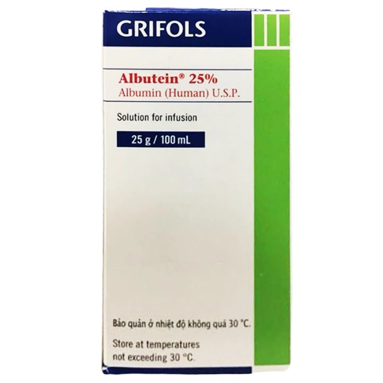 Dịch truyền tĩnh mạch Albutein 25% Grifols điều trị sốc giảm thể tích (100ml)