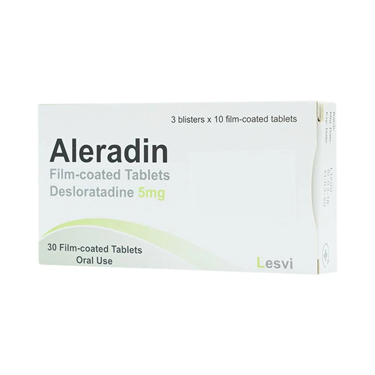 Thuốc Aleradin 5mg giảm các triệu chứng viêm mũi dị ứng theo mùa, mày đay (3 vỉ x 10 viên)