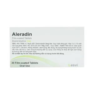 Thuốc Aleradin 5mg giảm các triệu chứng viêm mũi dị ứng theo mùa, mày đay (3 vỉ x 10 viên)