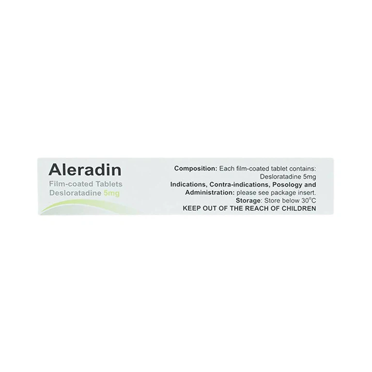 Thuốc Aleradin 5mg giảm các triệu chứng viêm mũi dị ứng theo mùa, mày đay (3 vỉ x 10 viên)