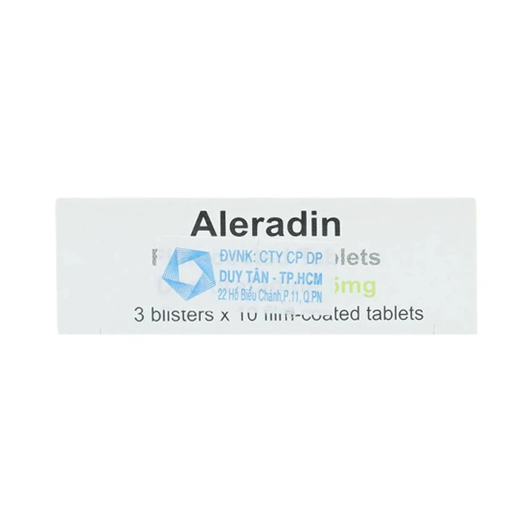 Thuốc Aleradin 5mg giảm các triệu chứng viêm mũi dị ứng theo mùa, mày đay (3 vỉ x 10 viên)
