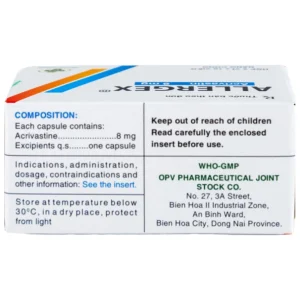 Thuốc Allergex 8mg OPV điều trị viêm mũi dị ứng, mày đay vô căn mạn tính (5 vỉ x 10 viên)