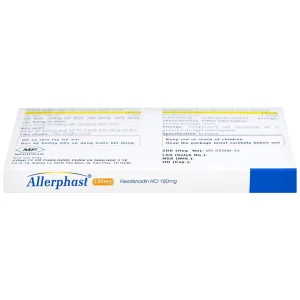 Thuốc Allerphast 180mg Mebiphar điều trị viêm mũi dị ứng theo mùa, mày đay mạn tính vô căn (1 vỉ x 10 viên)