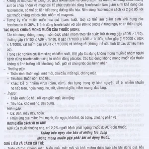 Thuốc Allerphast 180mg Mebiphar điều trị viêm mũi dị ứng theo mùa, mày đay mạn tính vô căn (1 vỉ x 10 viên)