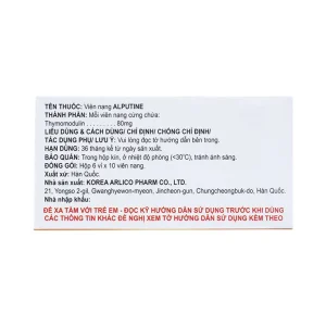 Thuốc Alputine 80mg Arlico hỗ trợ điều trị nhiễm khuẩn hô hấp, viêm mũi dị ứng (6 vỉ x 10 viên)