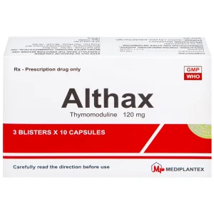 Thuốc Althax 120mg Mediplantex hỗ trợ điều trị viêm mũi dị ứng, nhiễm khuẩn hô hấp (3 vỉ x 10 viên)