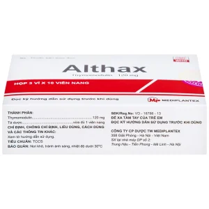 Thuốc Althax 120mg Mediplantex hỗ trợ điều trị viêm mũi dị ứng, nhiễm khuẩn hô hấp (3 vỉ x 10 viên)