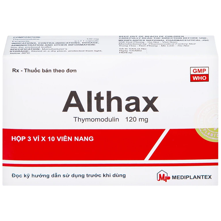 Thuốc Althax 120mg Mediplantex hỗ trợ điều trị viêm mũi dị ứng, nhiễm khuẩn hô hấp (3 vỉ x 10 viên)