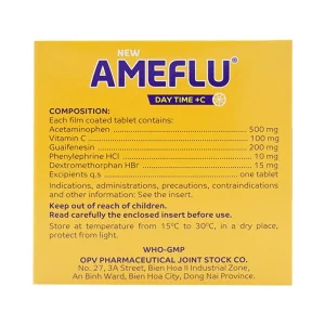 Viên nén New Ameflu Day Time +C OPV điều trị cảm lạnh, cảm cúm (10 vỉ x 10 viên)