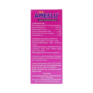 Siro Ameflu Multi-Symtom Relief OPV hương dâu điều trị các triệu chứng cảm cúm (60ml)