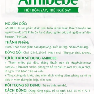 Nước tắm trẻ em Amibebe Herbe phòng và hỗ trợ điều trị rôm sảy (250ml)