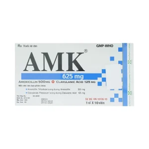 Thuốc AMK 625mg R.X điều trị nhiễm trùng đường hô hấp (2 vỉ x 5 viên)