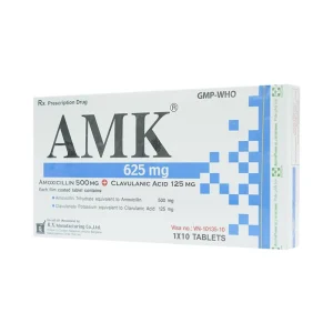 Thuốc AMK 625mg R.X điều trị nhiễm trùng đường hô hấp (2 vỉ x 5 viên)