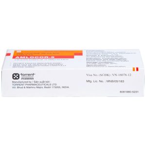 Thuốc Amlocor-5 Torrent điều trị tăng huyết áp, đau thắt ngực (3 vỉ x 10 viên)