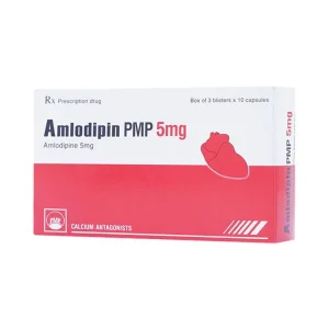 Thuốc Amlodipin PMP 5mg Pymepharco điều trị tăng huyết áp, đau thắt ngực (3 vỉ x 10 viên)