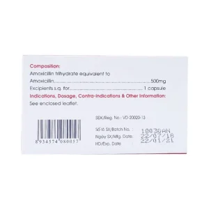 Thuốc Amoxicillin 500mg Mekophar điều trị nhiễm khuẩn (10 vỉ x 10 viên)