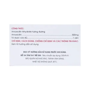 Thuốc Amoxicillin 500mg Mekophar điều trị nhiễm khuẩn (10 vỉ x 10 viên)