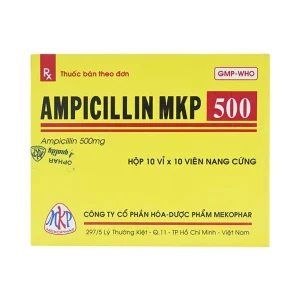 Thuốc Ampicillin MKP 500 Mekophar điều trị nhiễm khuẩn (10 vỉ x 10 viên)