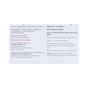 Thuốc Arcoxia 60mg MSD điều trị thoái hoá khớp, viêm khớp dạng thấp (3 vỉ x 10 viên)