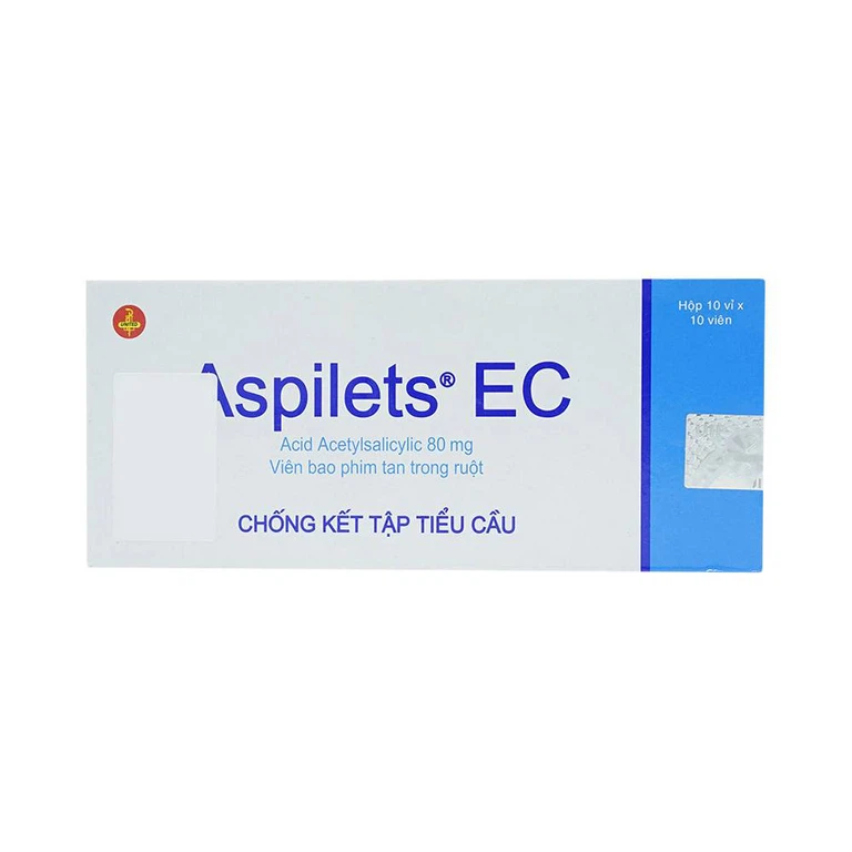 Thuốc Aspilets EC 80mg phòng ngừa nhồi máu cơ tim, đột quỵ (10 vỉ x 10 viên)