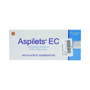 Thuốc Aspilets EC 80mg phòng ngừa nhồi máu cơ tim, đột quỵ (10 vỉ x 10 viên)