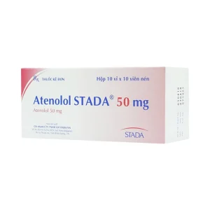 Thuốc Atenolol Stada 50 mg Stada điều trị tăng huyết áp, đau thắt ngực (10 vỉ x 10 viên)
