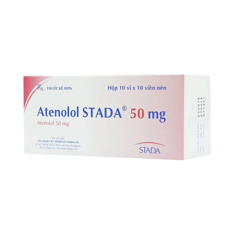 Thuốc Atenolol Stada 50 mg Stada điều trị tăng huyết áp, đau thắt ngực (10 vỉ x 10 viên)